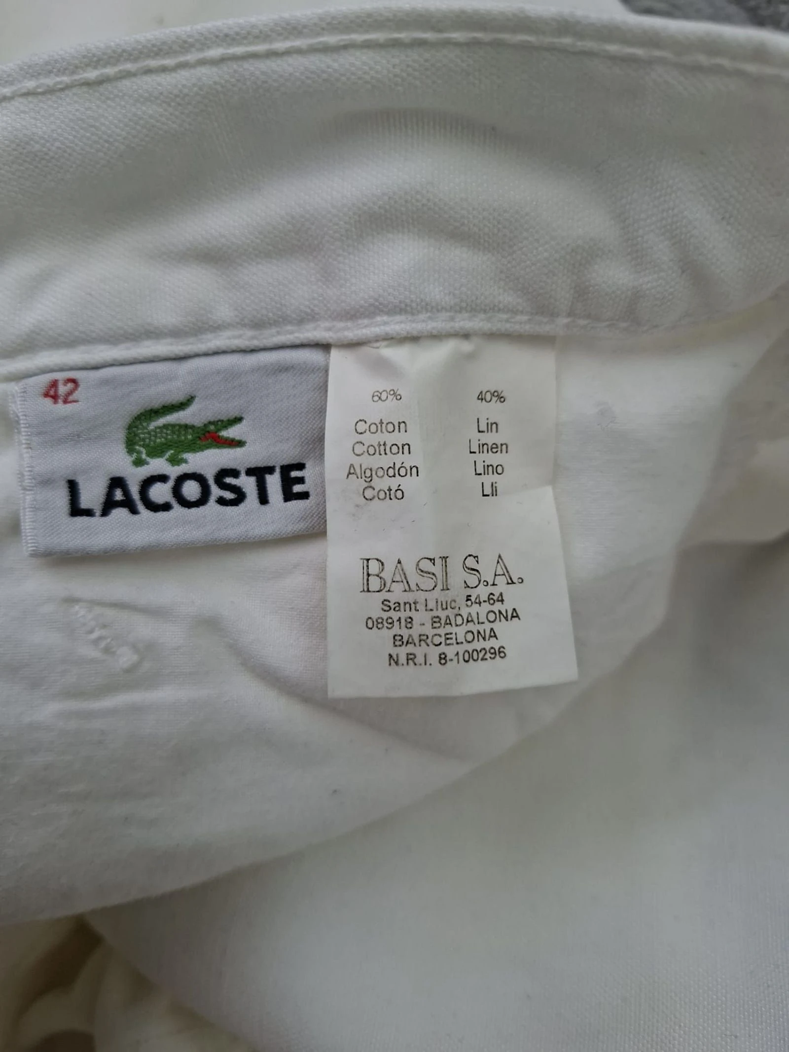LACOSTE Pantalon vintage en lin et coton blanc des années 80 90 style preppy rétro – photo 5